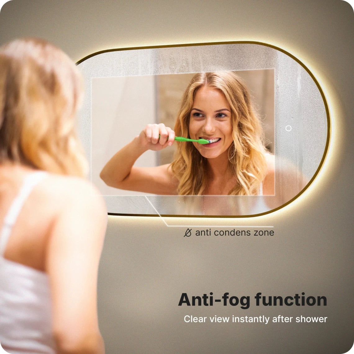 Bathroom mirror - 90x50cm Oval - Gold Frame