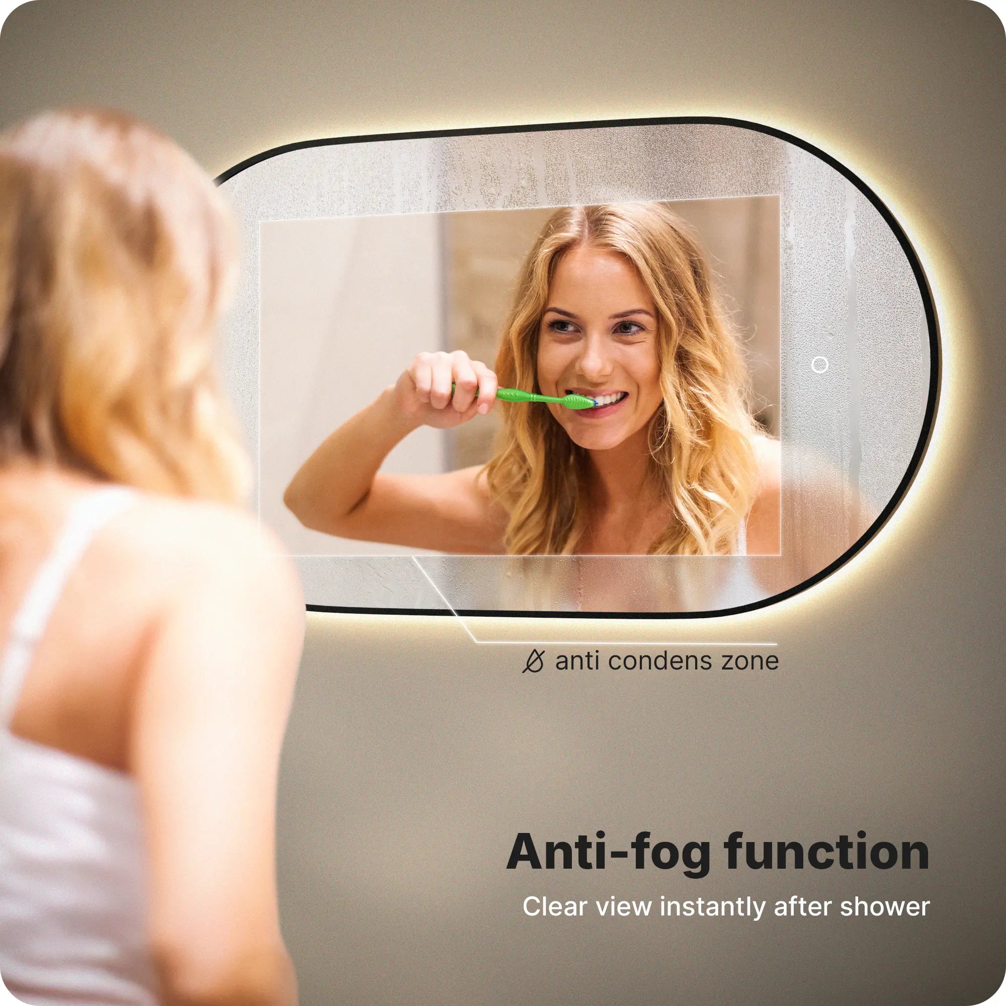 Bathroom mirror - 90x60cm Oval - Black Frame