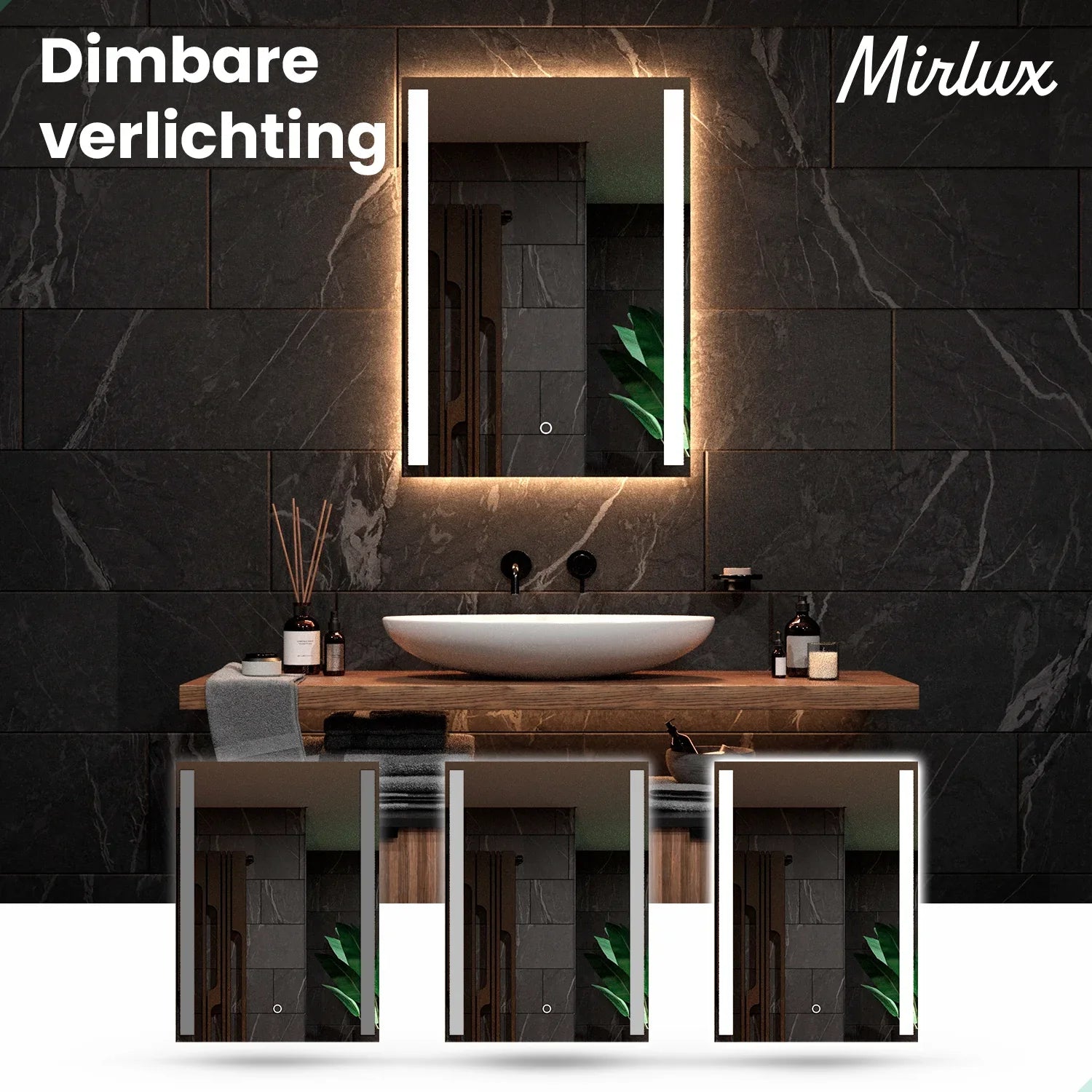 Bathroom mirror - 90x65cm Rectangular - Frameless