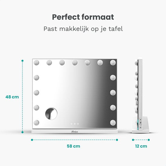 Hollywood Spiegel - Bluetooth Speakers - 58x48cm - Wit - PRE-ORDER