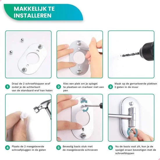 Makeup Mirror – Rechargeable – Black – 1-5x Magnification