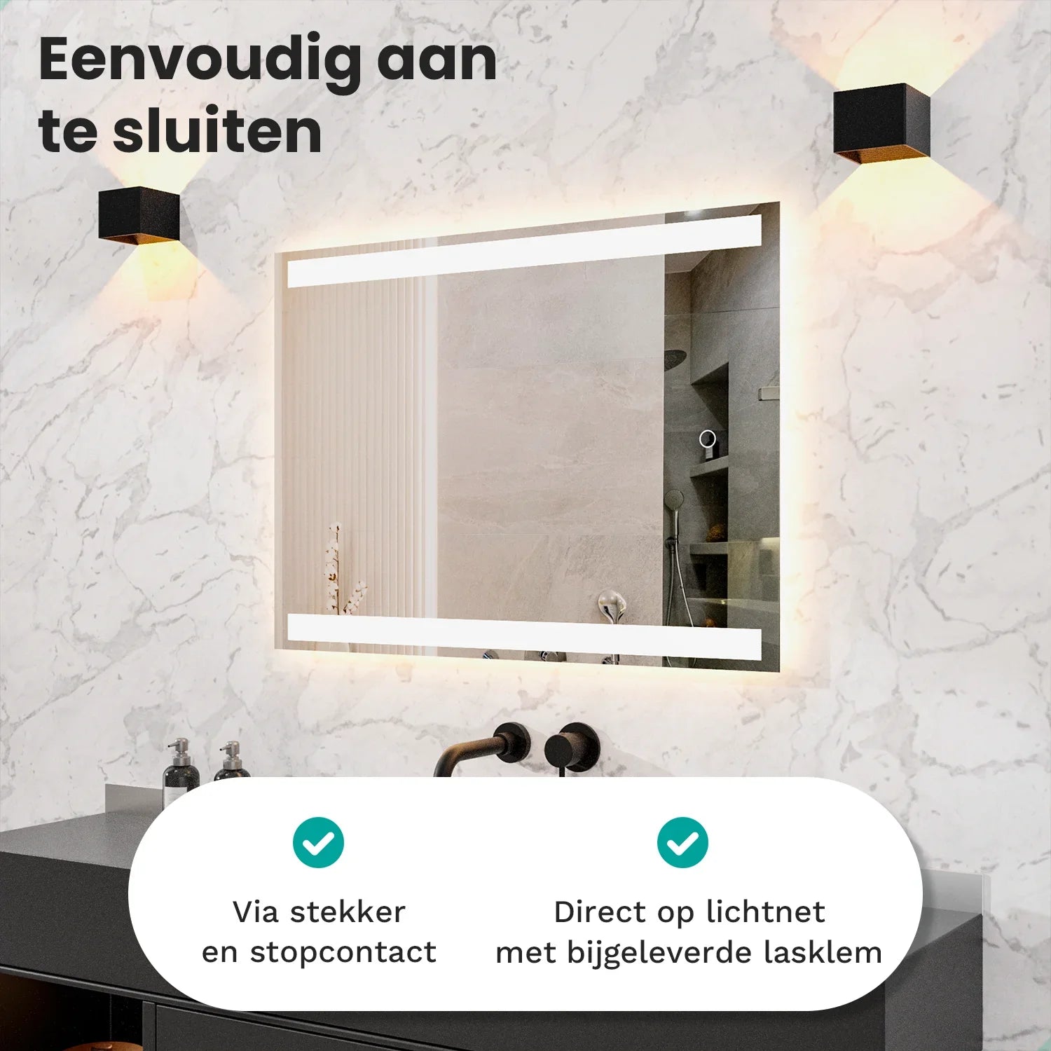 Bathroom mirror - 90x65cm Rectangular - Frameless