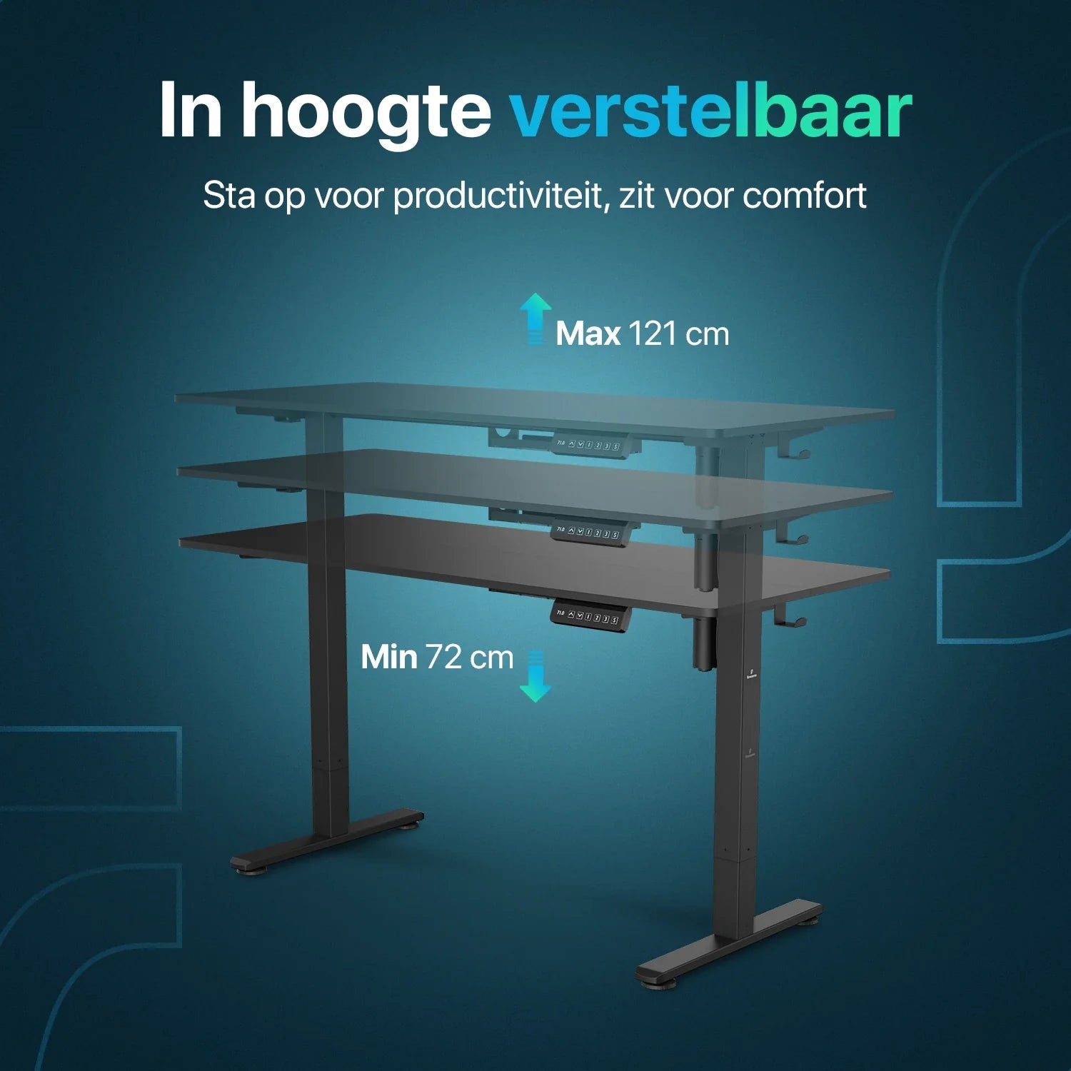 Flowsense Sit-Stand Desk – Height Adjustable Electric Desk – 160 x 60 cm