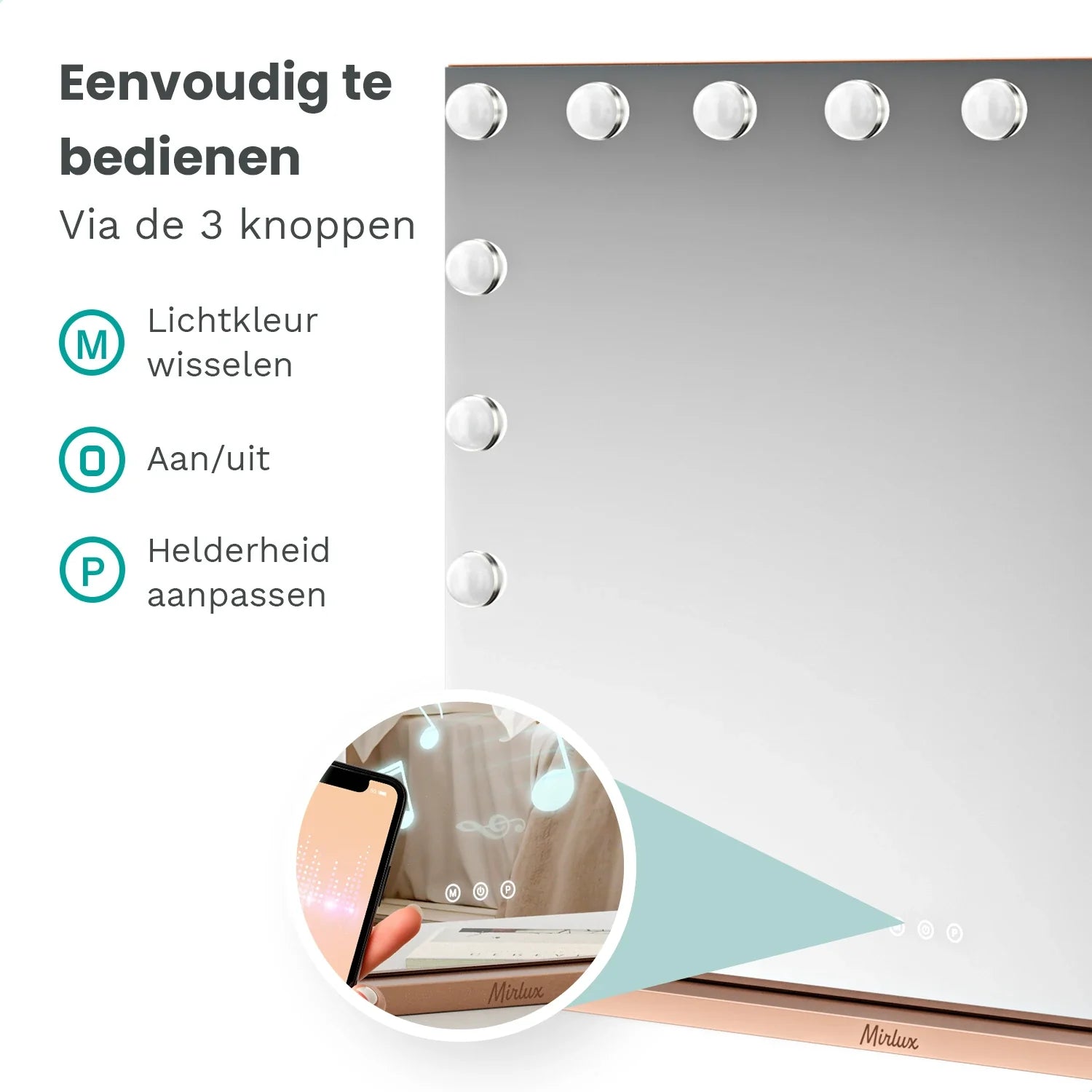 Hollywood Mirror - Bluetooth Speakers - 80x60cm - Rose Gold