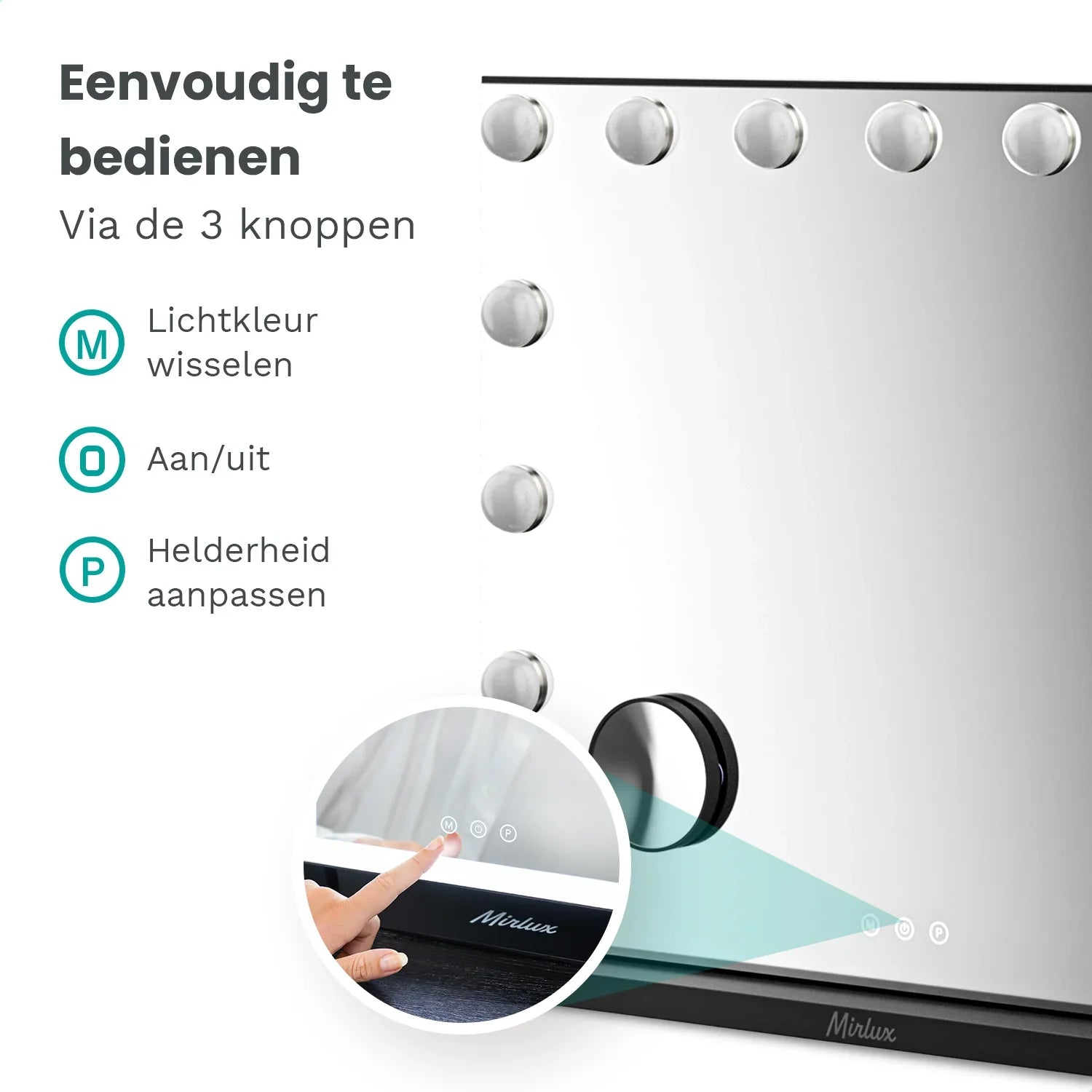 Hollywood Spiegel - Bluetooth Speakers - 58x48cm - Zwart - PRE-ORDER