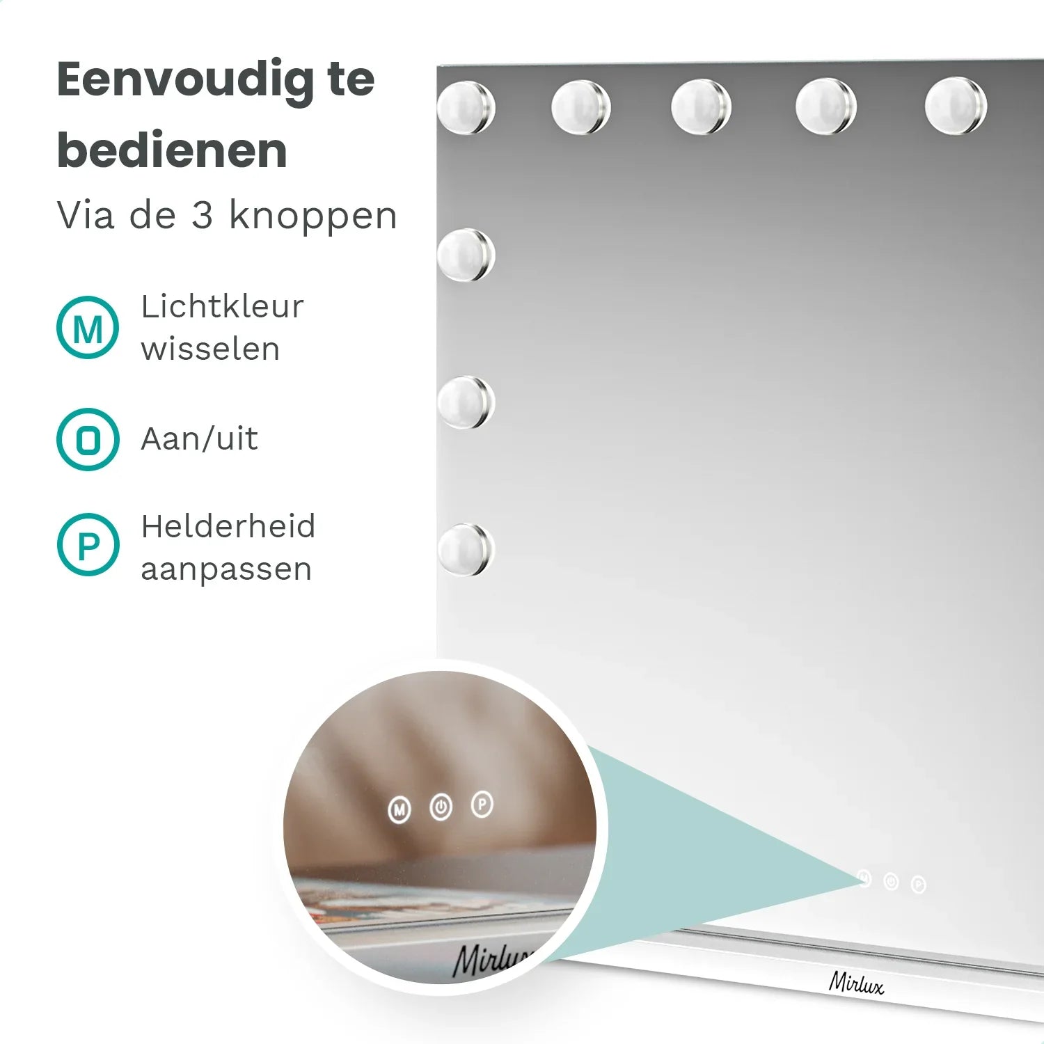 Hollywood Spiegel - Bluetooth Speakers - 58x48cm - Wit - PRE-ORDER