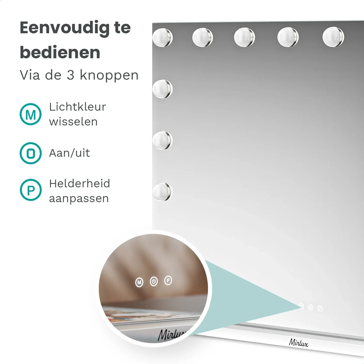 Hollywood Spiegel - 80x60cm - Wit