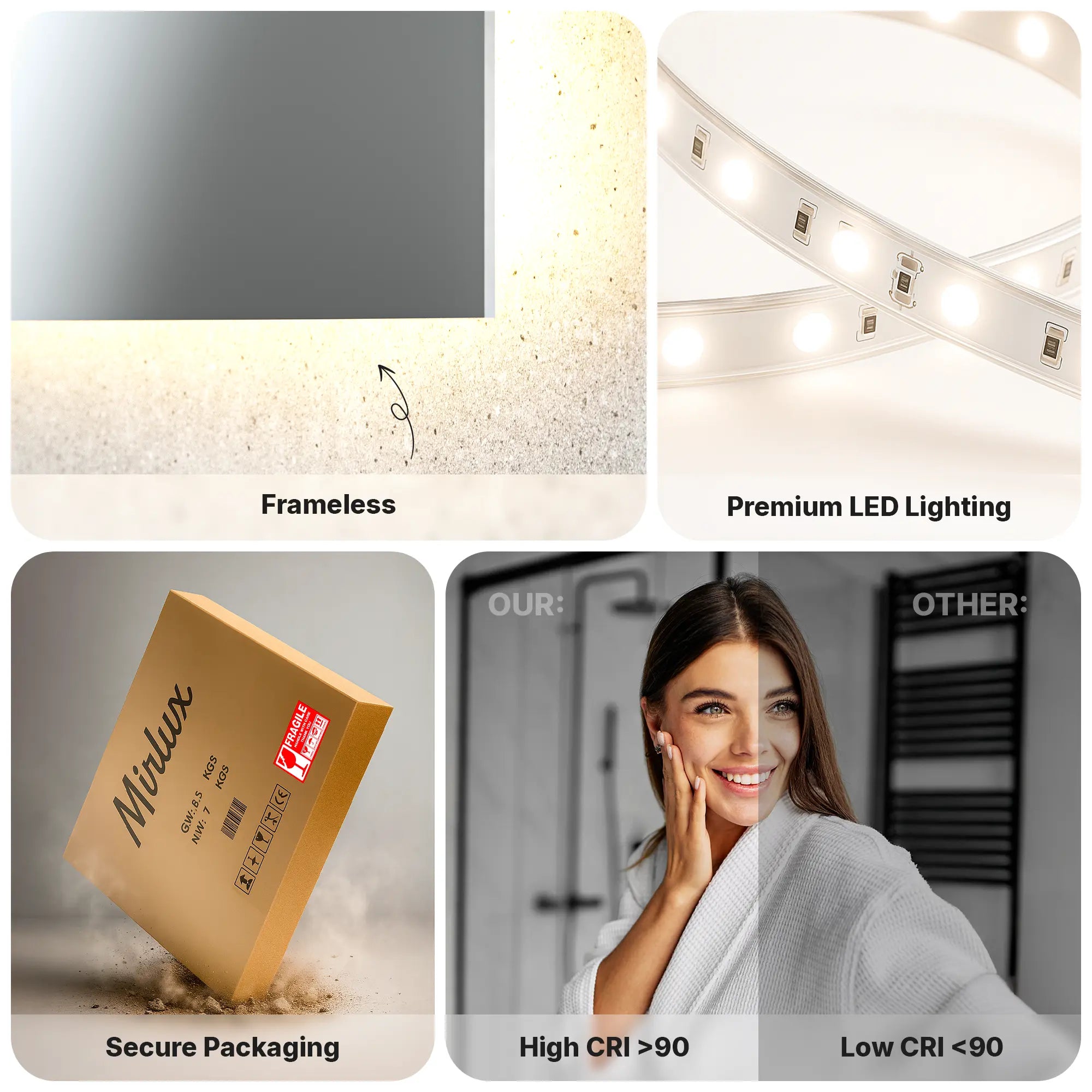 Badkamerspiegel - 110x70cm - Rectangle - Frameloos