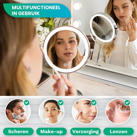 Makeup Mirror – Rechargeable – Chrome – 1-10x Magnification