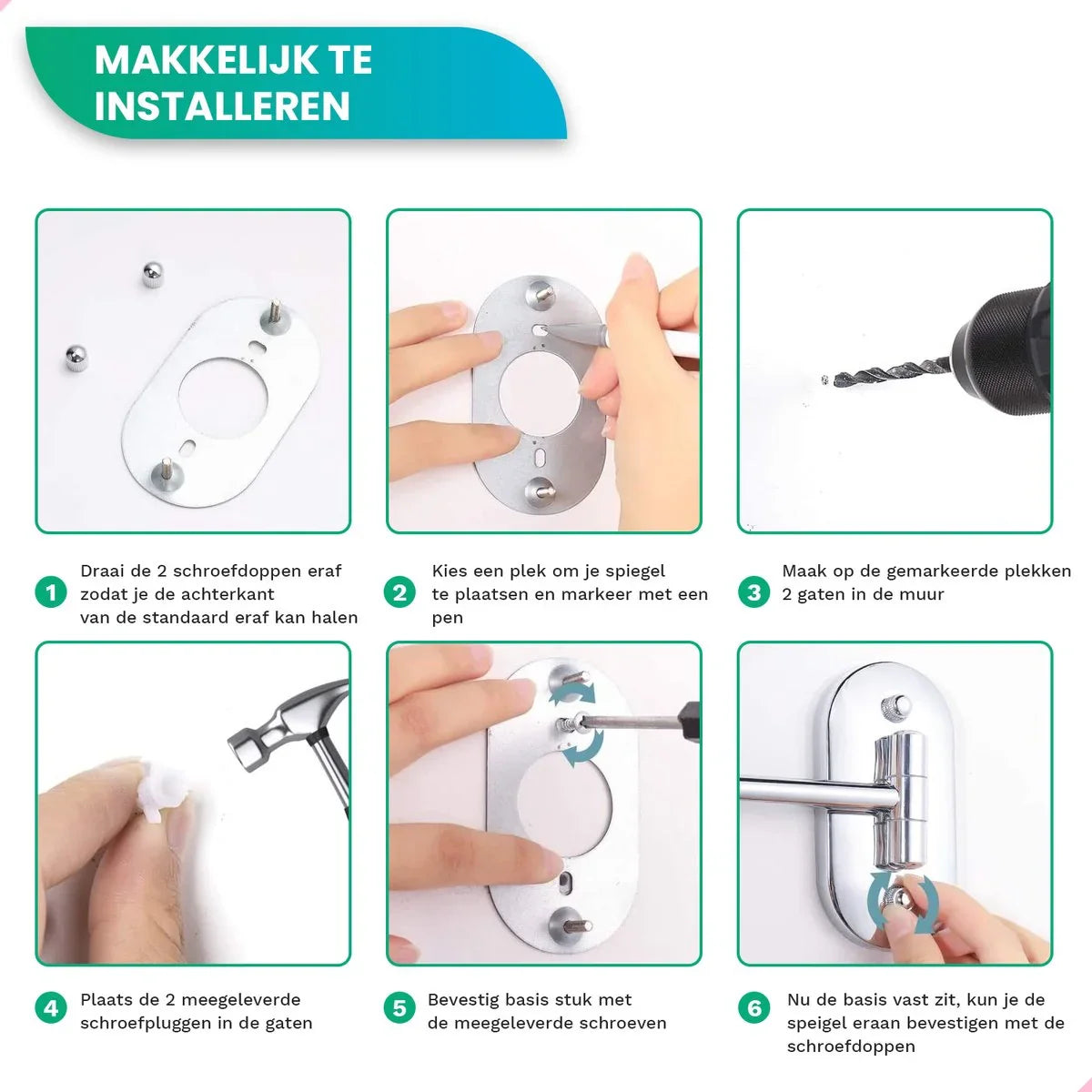 Makeup Mirror – Rechargeable – Chrome – 1-10x Magnification