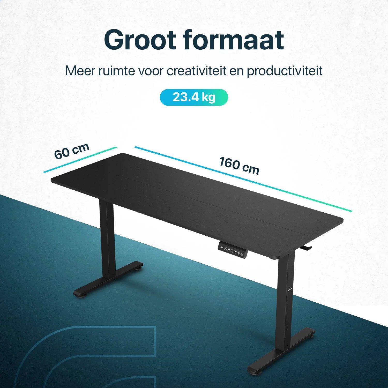 Flowsense Sit-Stand Desk – Height Adjustable Electric Desk – 160 x 60 cm