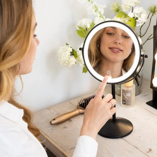 Makeup Mirror – Rechargeable – Black – 1–10× Magnification