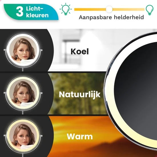 Makeup Mirror – Rechargeable – Chrome – 1-7x Magnification