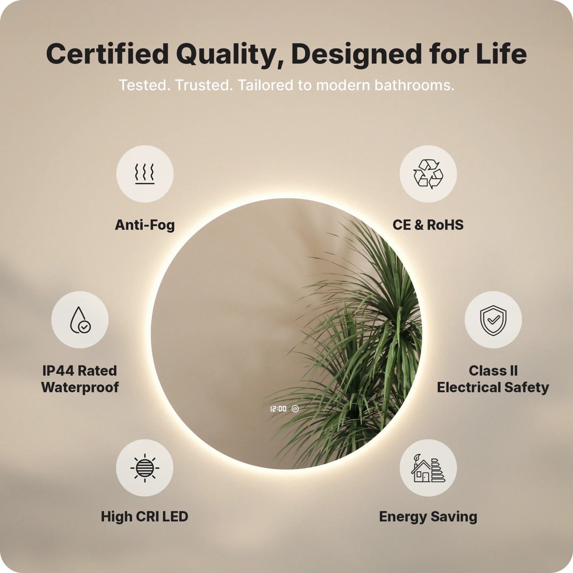 Bathroom mirror - 100cm - Frameless