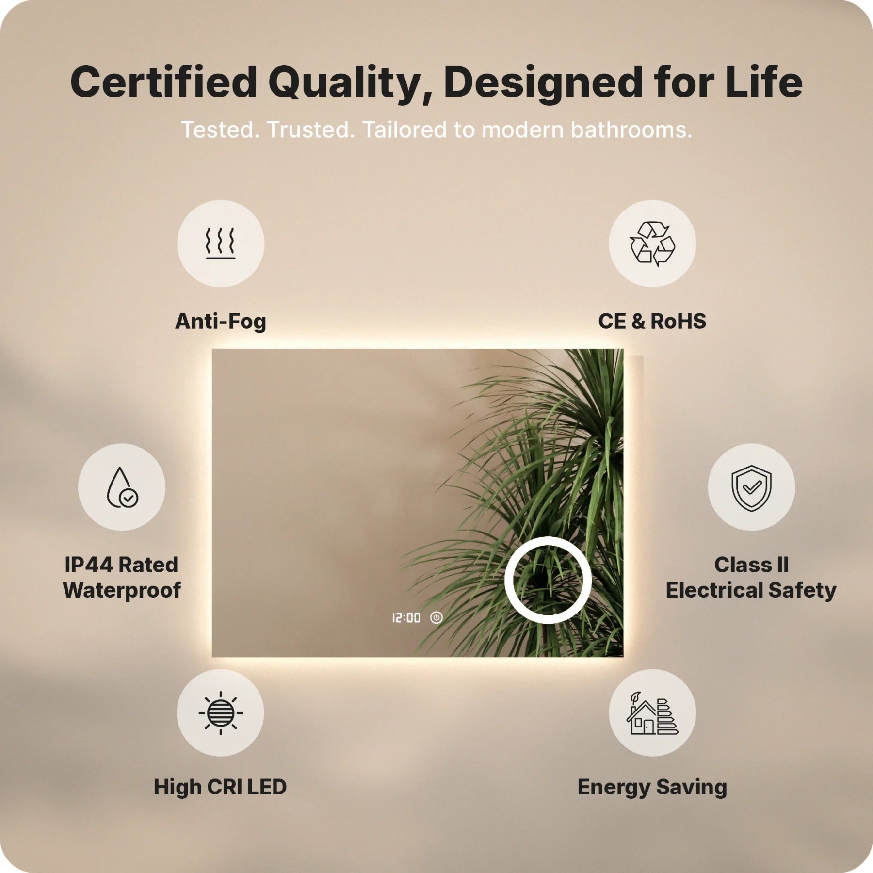 Badkamerspiegel - 160x80cm - Frameloos