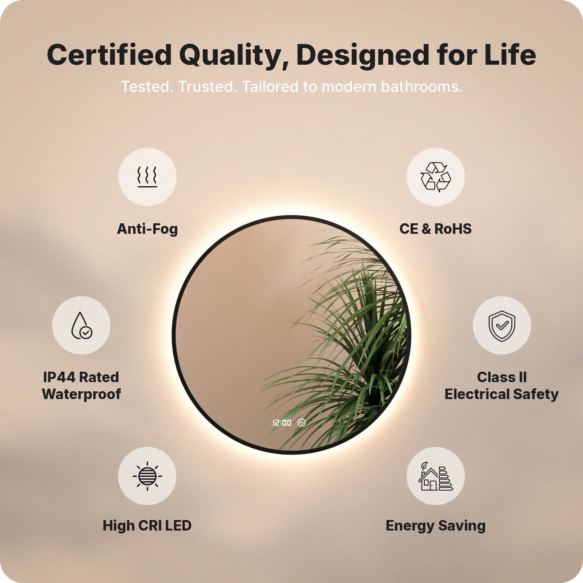 Bathroom mirror - 60cm - Black frame