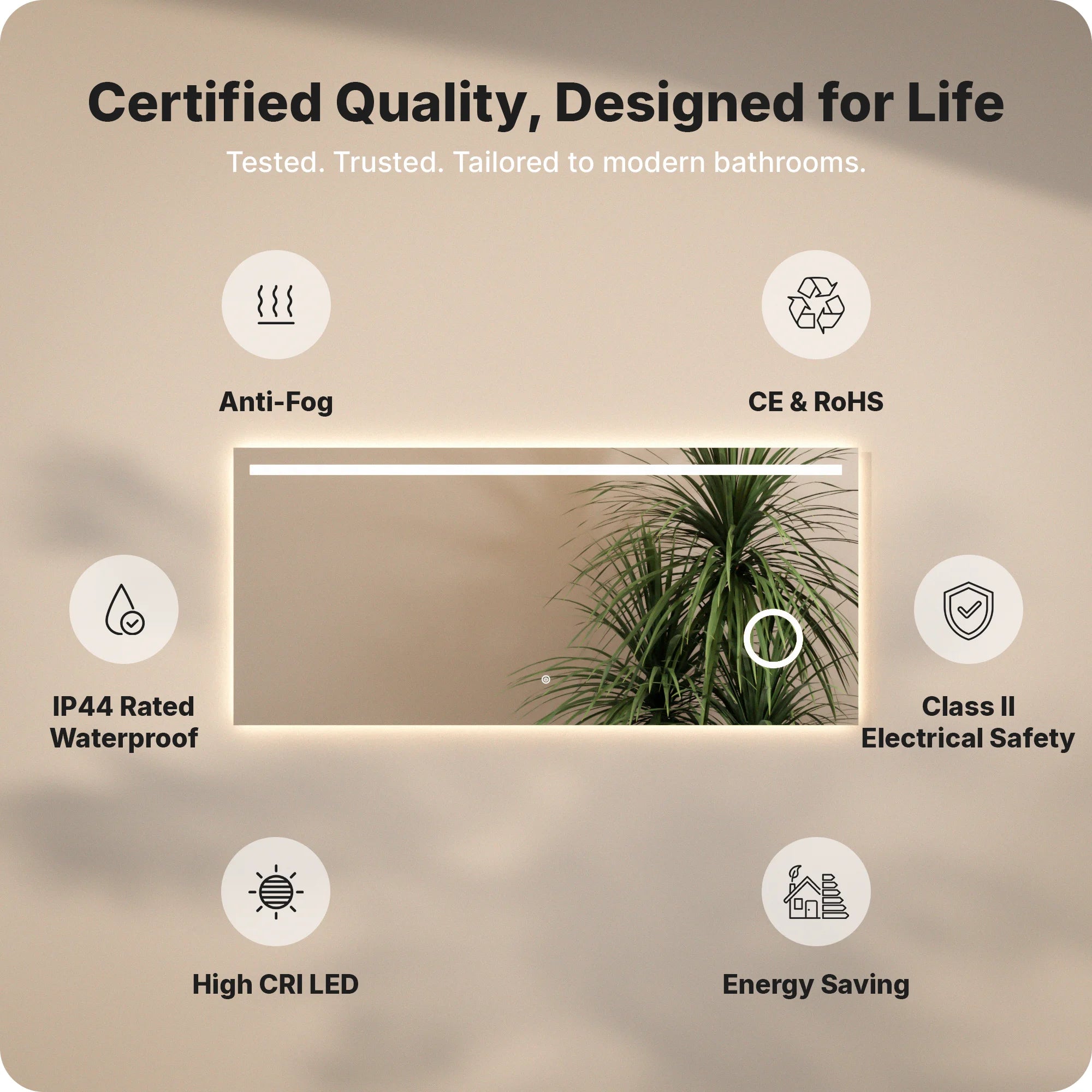 Bathroom mirror - 180x80cm - Frameless