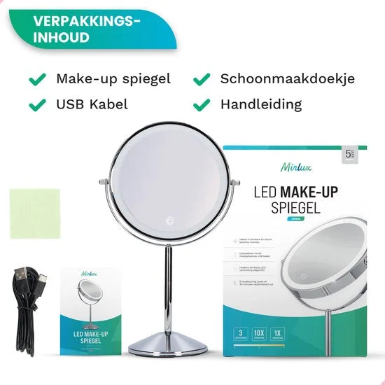 Makeup Mirror – Rechargeable – Chrome – 1-10x Magnification