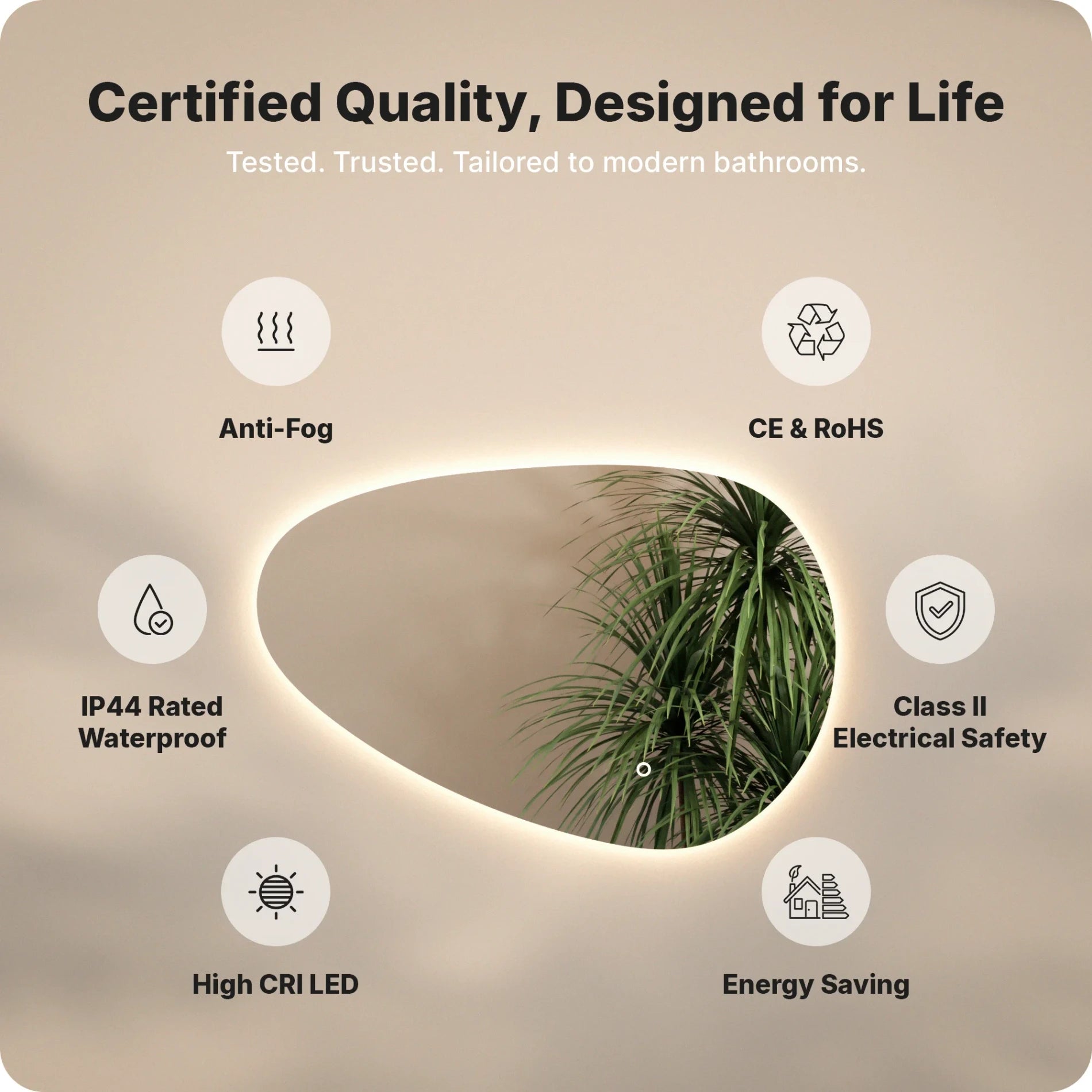 Bathroom mirror - 120x75cm Asymmetrical - Frameless