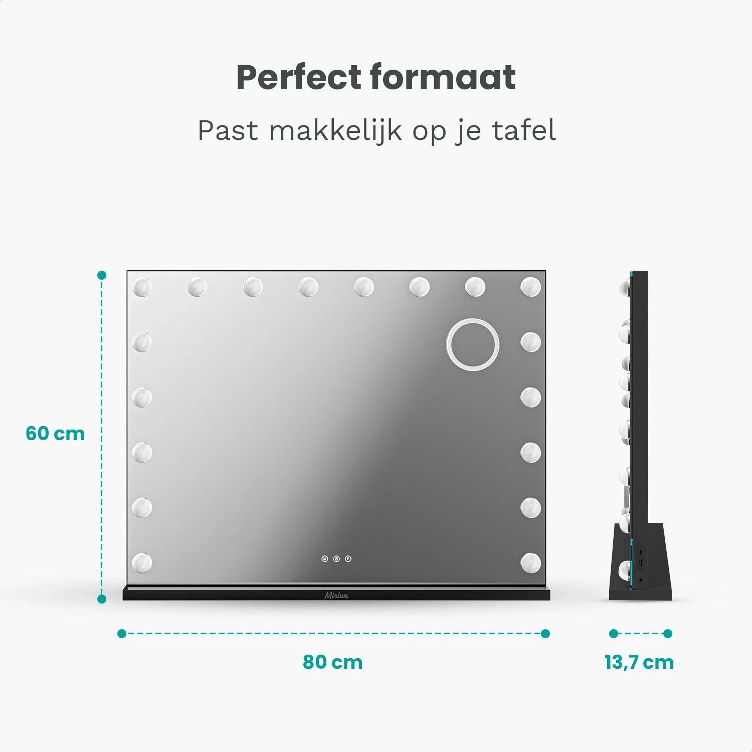 Hollywood Spiegel - Bluetooth Speakers - 80x60cm - Zwart