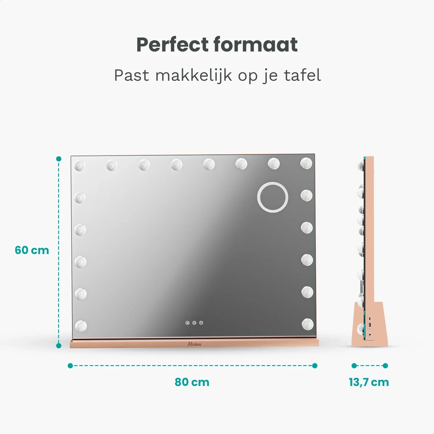 Hollywood Mirror - Bluetooth Speakers - 80x60cm - Rose Gold