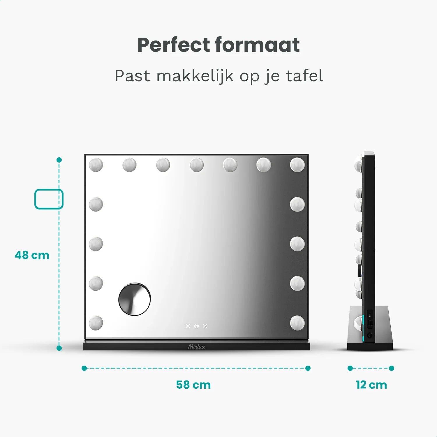 Hollywood Spiegel - Bluetooth Speakers - 58x48cm - Zwart - PRE-ORDER