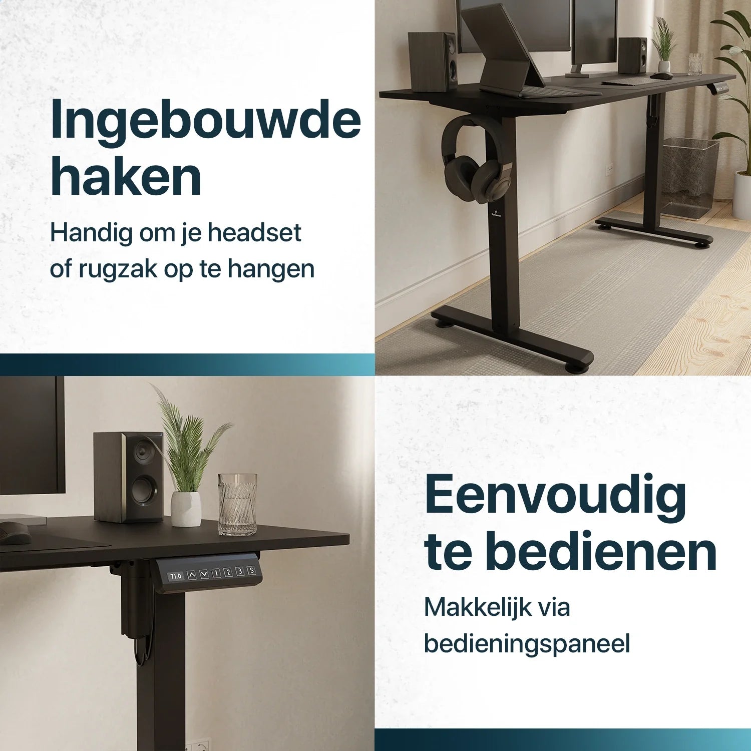 Flowsense Sit-Stand Desk – Height Adjustable Electric Desk – 160 x 60 cm