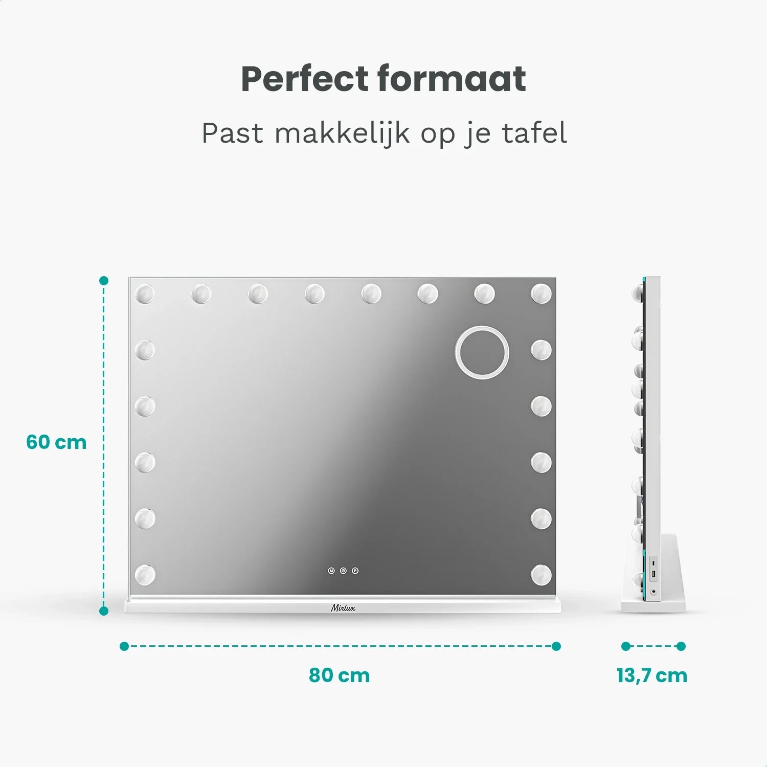 Hollywood Spiegel - 80x60cm - Wit