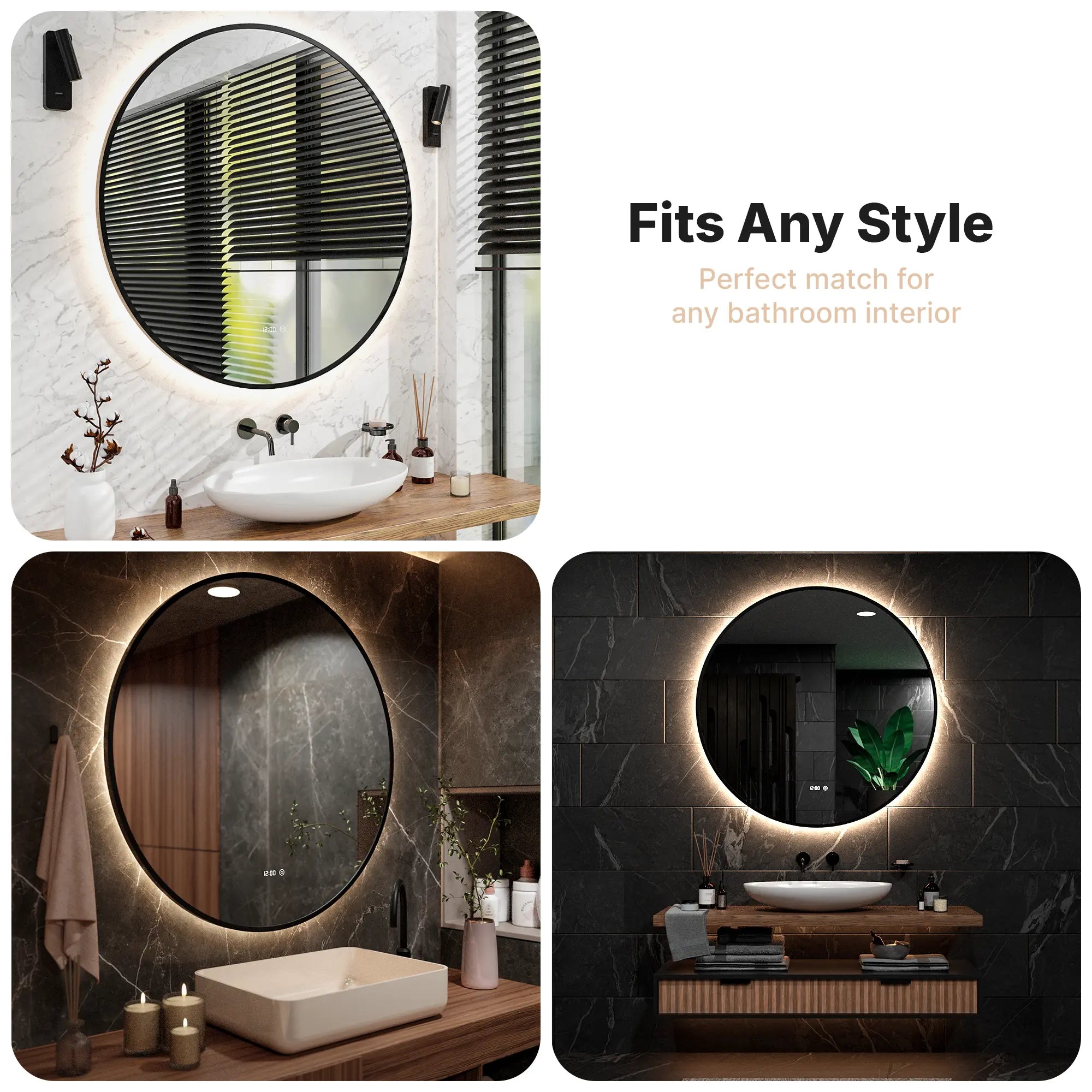 Badkamerspiegel - 120cm - Zwart Frame - PRE-ORDER