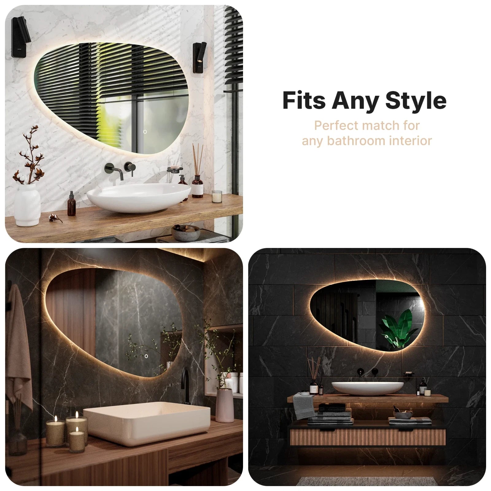 Bathroom mirror - 120x75cm Asymmetrical - Frameless