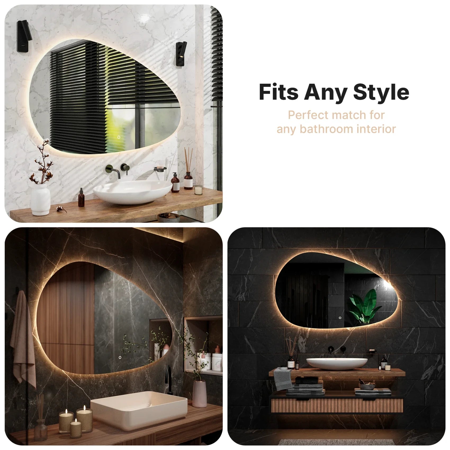 Badkamerspiegel - 150x93cm Asymmetrisch - Frameloos