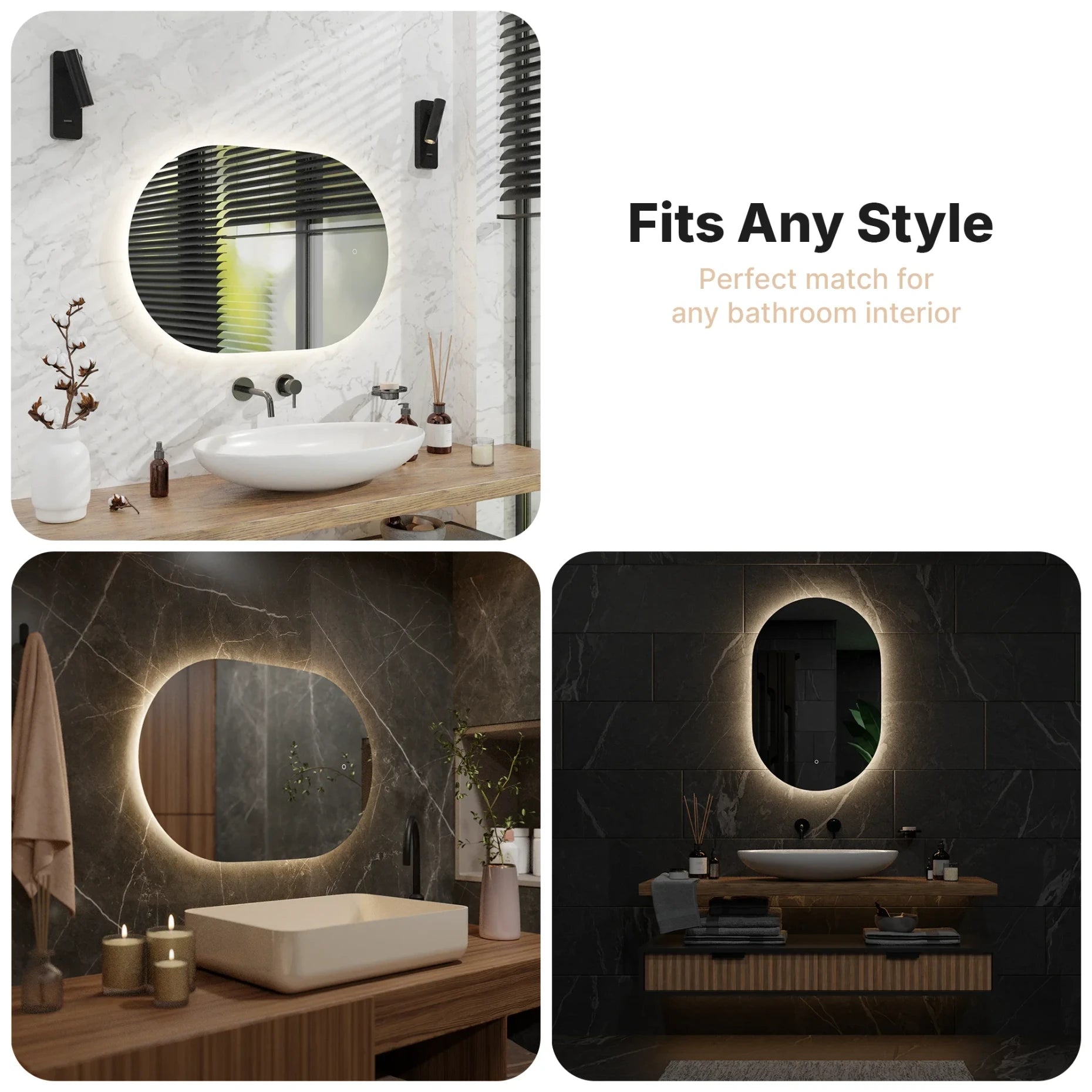 Bathroom mirror - 90x60cm Oval - Frameless