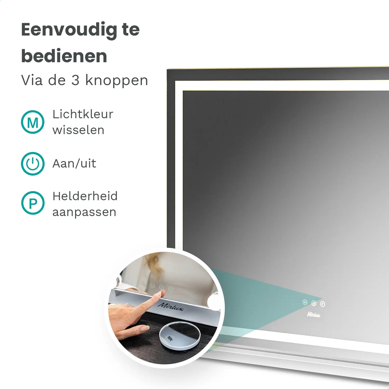 Hollywood Spiegel - Bluetooth Speakers - 80x60cm - Wit